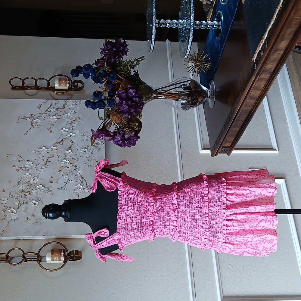 Pink Floral Ruffle Mini Dress. Size XS - Picture 8 of 17